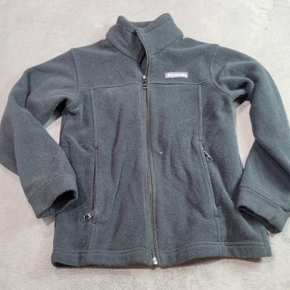 Columbia Kids Fleece Jacket Charcoal Gray Full Zip Mock Neck‎ Size S 8 11247